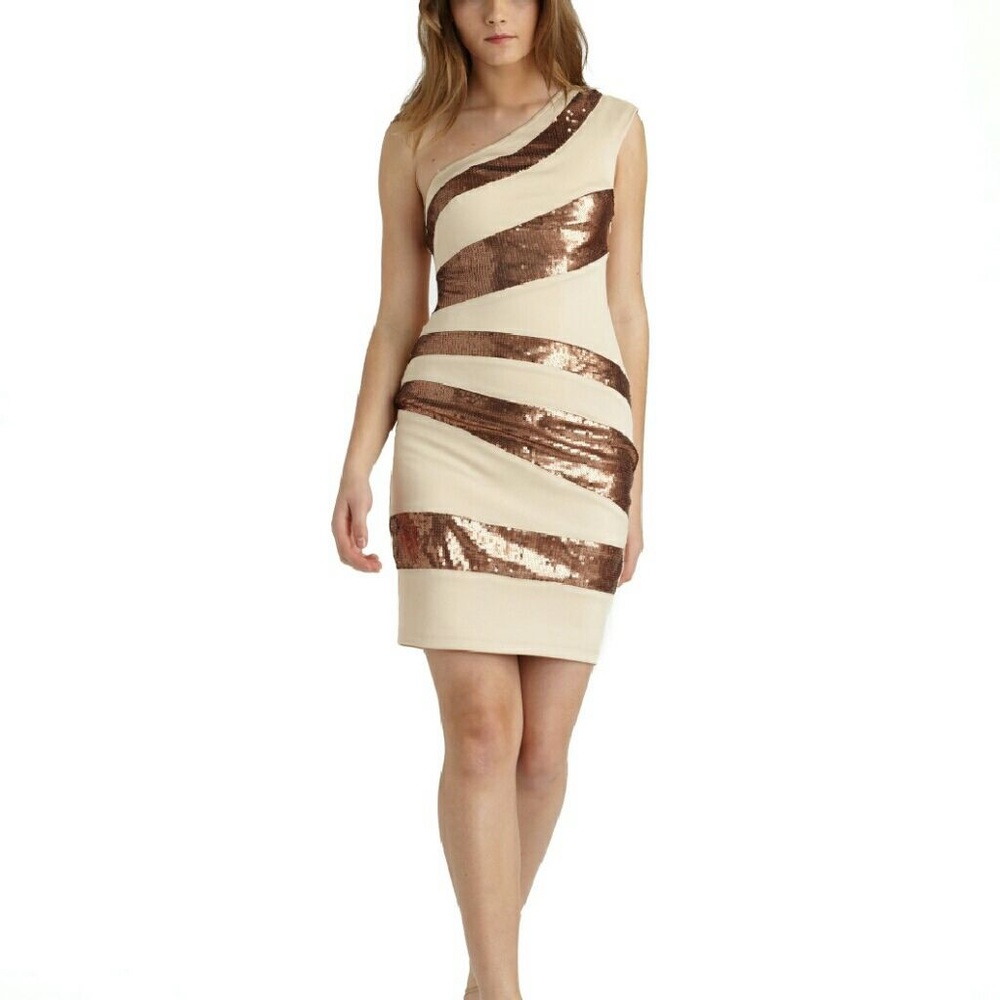 Alexia Admor Bronze Sequin One Shoulder BodyCon